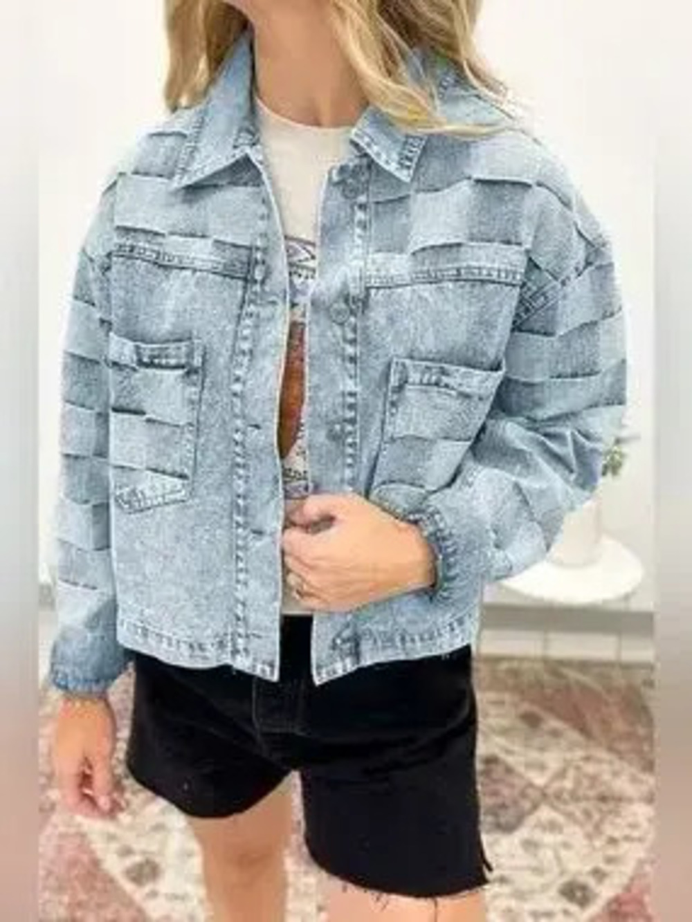 Button Up Wash Denim Jacket - Picture 1 of 4